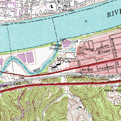 Topographic Map of Camden Amusement Park, WV