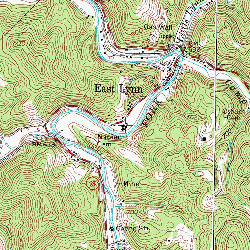 Topographic Map of East Lynn Elementary School, WV