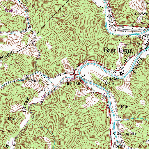 Topographic Map of East Lynn Post Office, WV