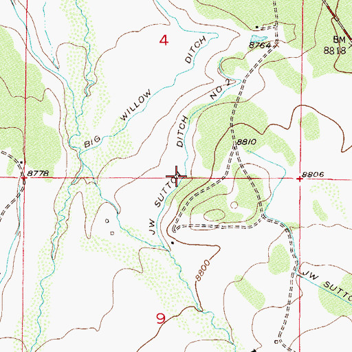 Topographic Map of J W Sutton Ditch Number 2, CO