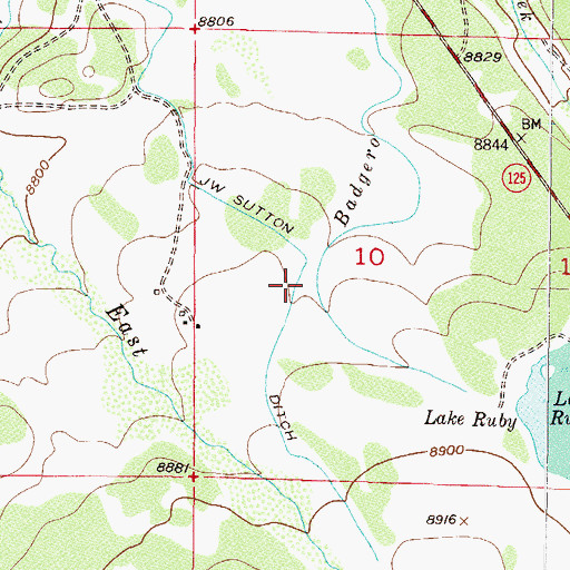 Topographic Map of J W Sutton Ditch, CO
