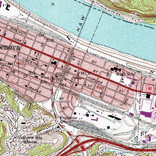 Topographic Map of First Baptist Church of Kenova, WV