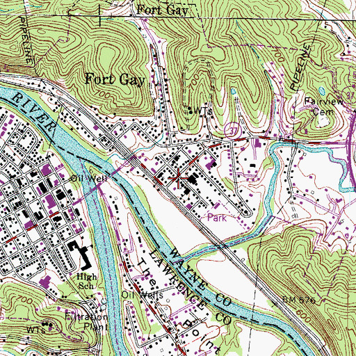 Topographic Map of Fort Gay Post Office, WV