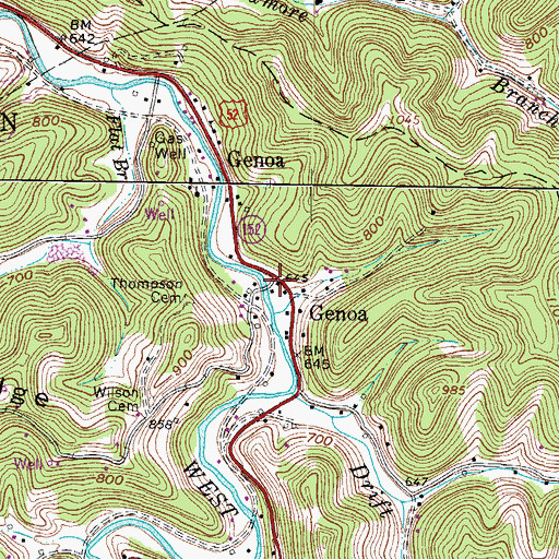 Topographic Map of Genoa Post Office, WV