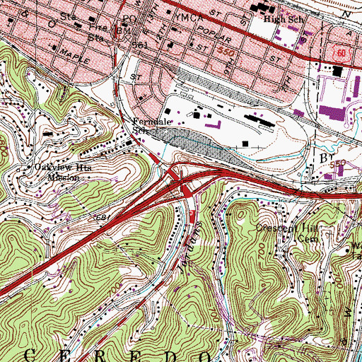 Topographic Map of Interchange 1, WV