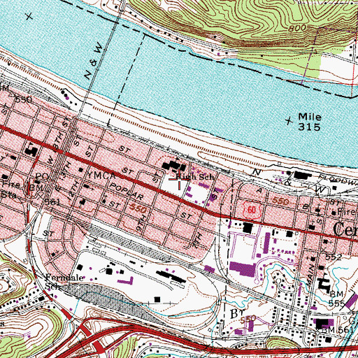 Topographic Map of Kenova Elementary School, WV