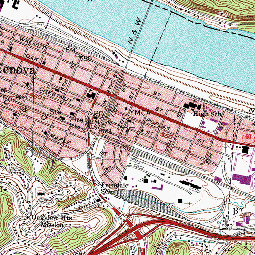 Topographic Map of Kenova Presbyterian Church, WV