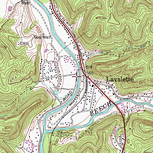Topographic Map of Lavalette Post Office, WV