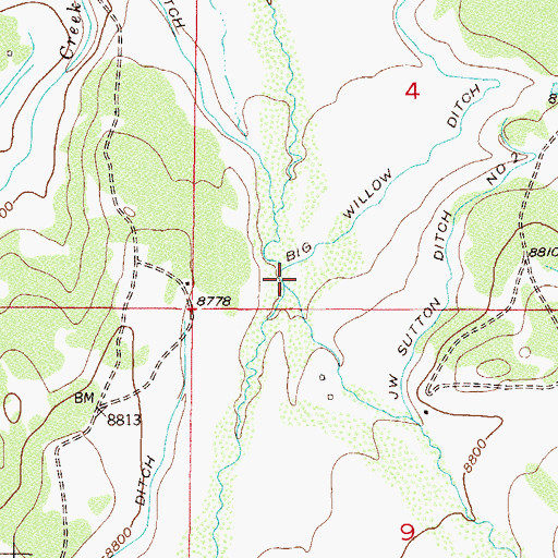 Topographic Map of East Branch Willow Creek, CO