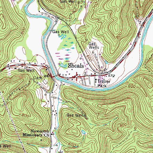 Topographic Map of Shoals Post Office, WV
