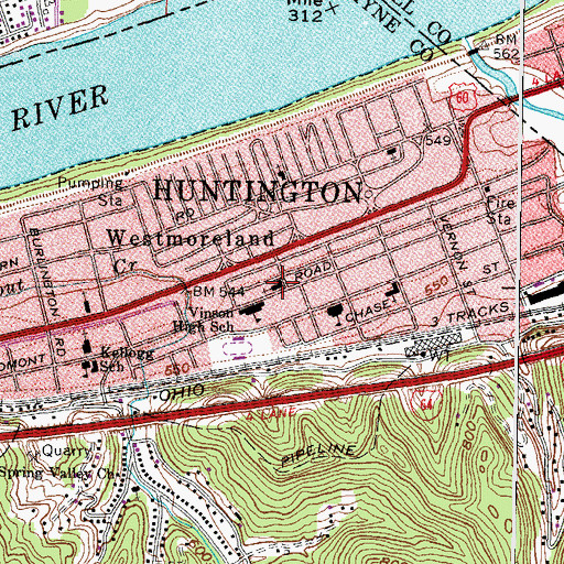 Topographic Map of Vinson Memorial Christian Church, WV