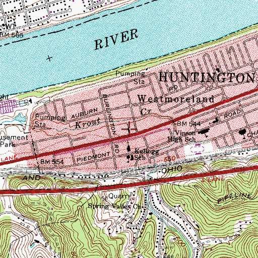 Topographic Map of Waverly Road Baptist Church, WV