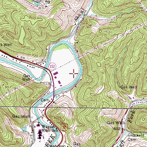 Topographic Map of Wayne Elementary School, WV