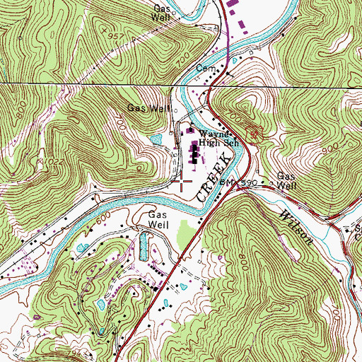 Topographic Map of Wayne Middle School, WV