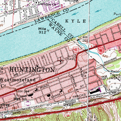 Topographic Map of Westmoreland Church of Christ, WV