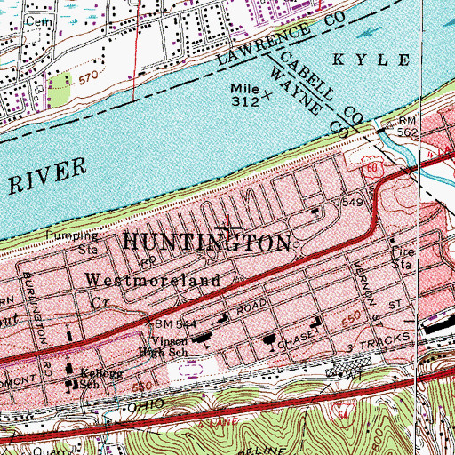Topographic Map of Westmoreland United Methodist Church, WV