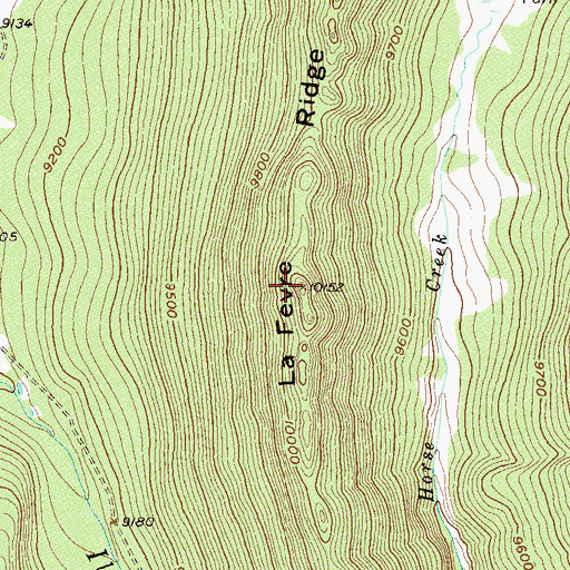 Topographic Map of La Fevre Ridge, CO