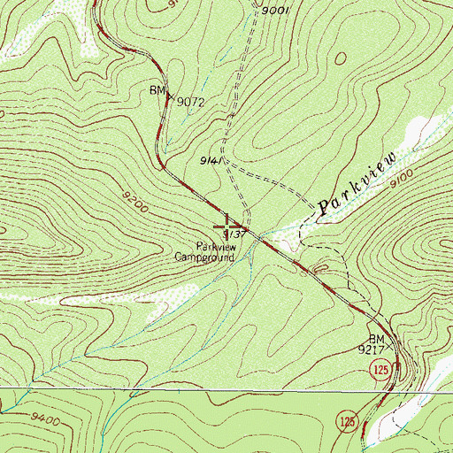 Topographic Map of Parkview Campground, CO