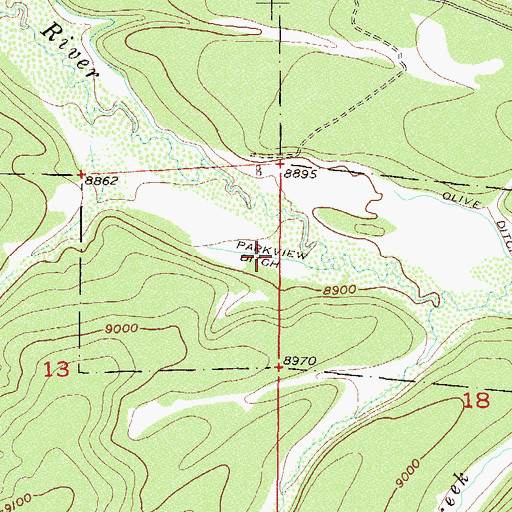 Topographic Map of Parkview Ditch, CO