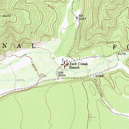 Topographic Map of Jack Creek Ranch, CO