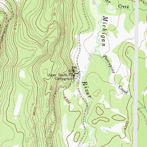 Topographic Map of Upper South Fork Campground, CO