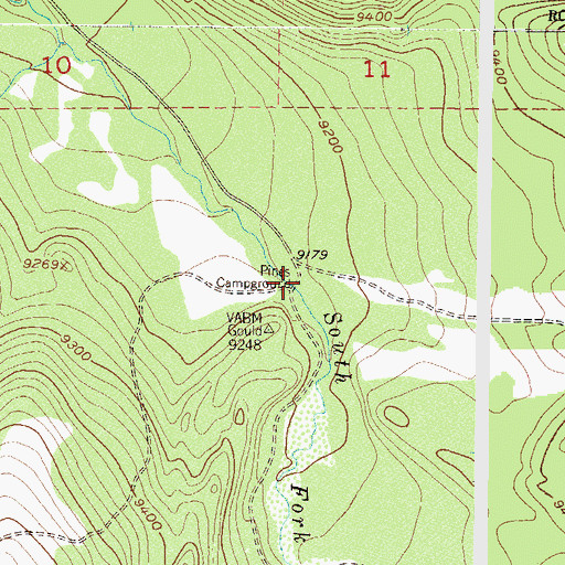 Topographic Map of Pines Campground, CO