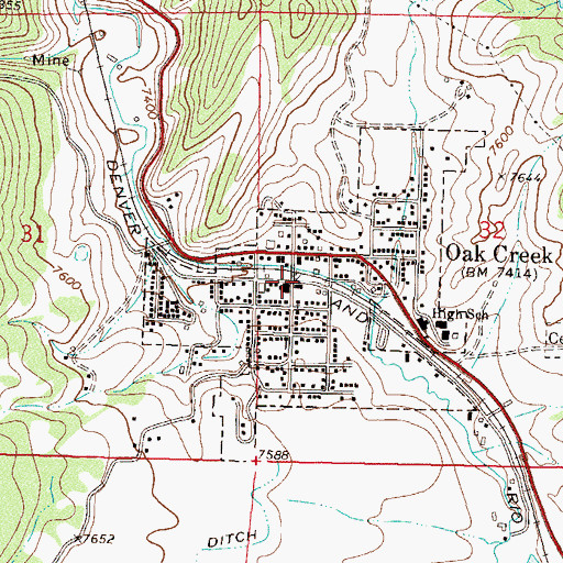 Topographic Map of Oak Creek, CO