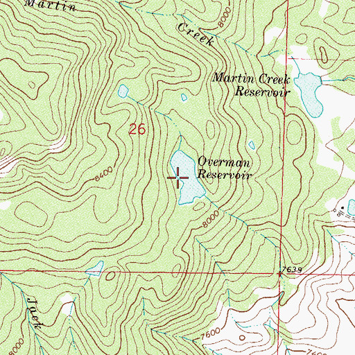 Topographic Map of Overman Reservoir, CO