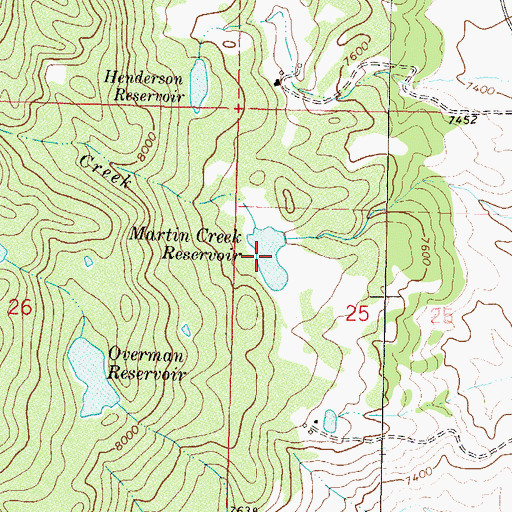Topographic Map of Martin Creek Reservoir, CO