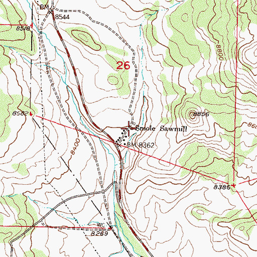 Topographic Map of Smole Sawmill, CO