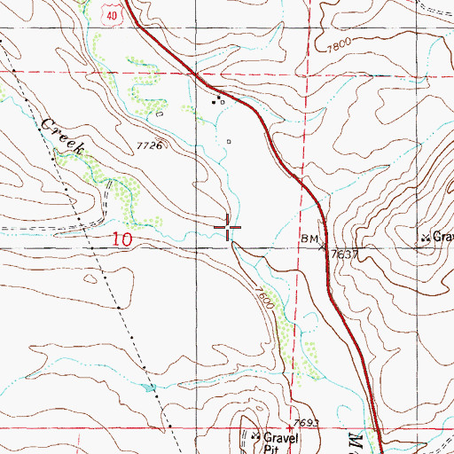 Topographic Map of Hill Creek, CO