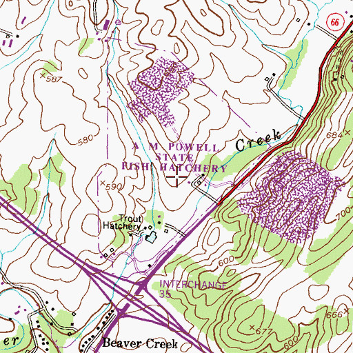Topographic Map of A M Powell State Fish Hatchery, MD