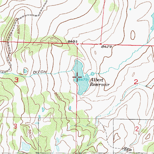 Topographic Map of Albert Reservoir, CO