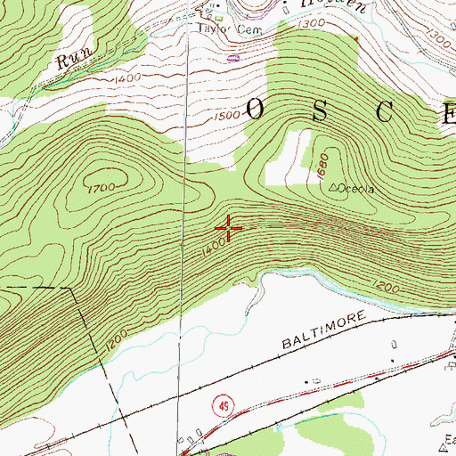 Topographic Map of Township of Osceola, PA