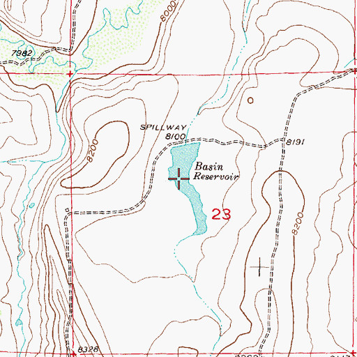 Topographic Map of Basin Reservoir, CO