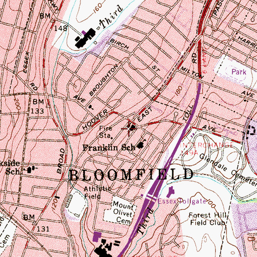 Topographic Map of Township of Bloomfield, NJ