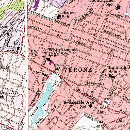 Topographic Map of Township of Verona, NJ