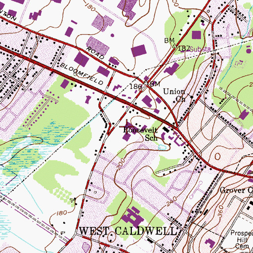 Topographic Map of Township of West Caldwell, NJ