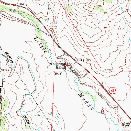 Topographic Map of Anderson Ranch, CO