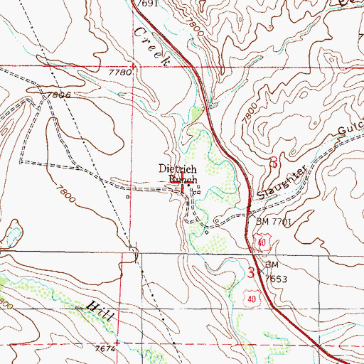 Topographic Map of Dietrich Ranch, CO