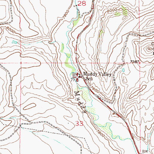 Topographic Map of Muddy Valley School, CO