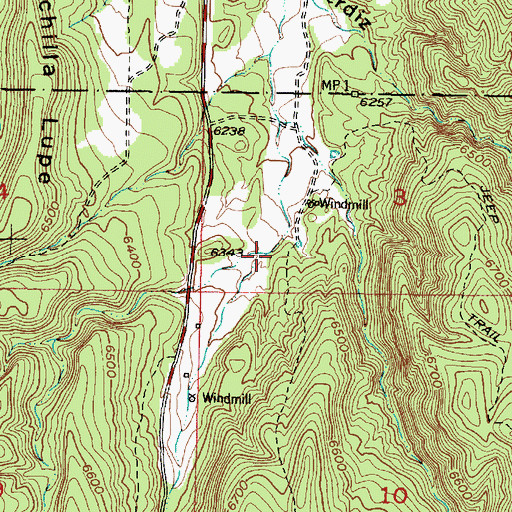 Topographic Map of Cueva Canyon, NM