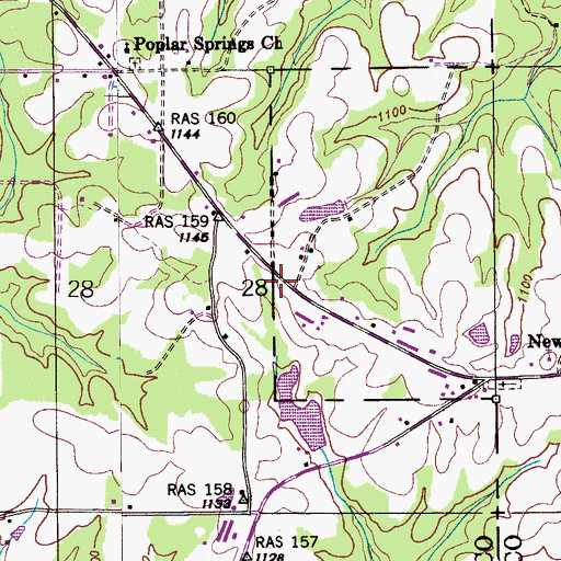 Topographic Map of Old Beulah Church (historical), AL