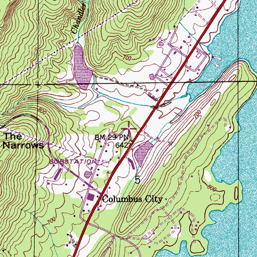 Topographic Map of Columbus City School (historical), AL