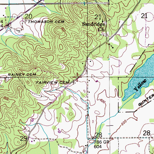 Topographic Map of Fairview Church (historical), AL
