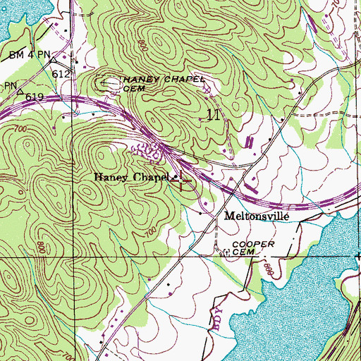 Topographic Map of Haney Chapel School (historical), AL