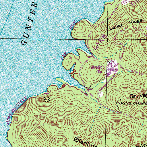 Topographic Map of King Chapel (historical), AL