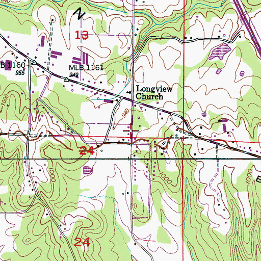 Topographic Map of Longview School (historical), AL