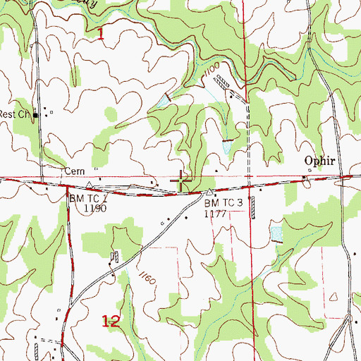 Topographic Map of Orphir School (historical), AL