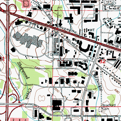 Topographic Map of Blackman Church (historical), AL